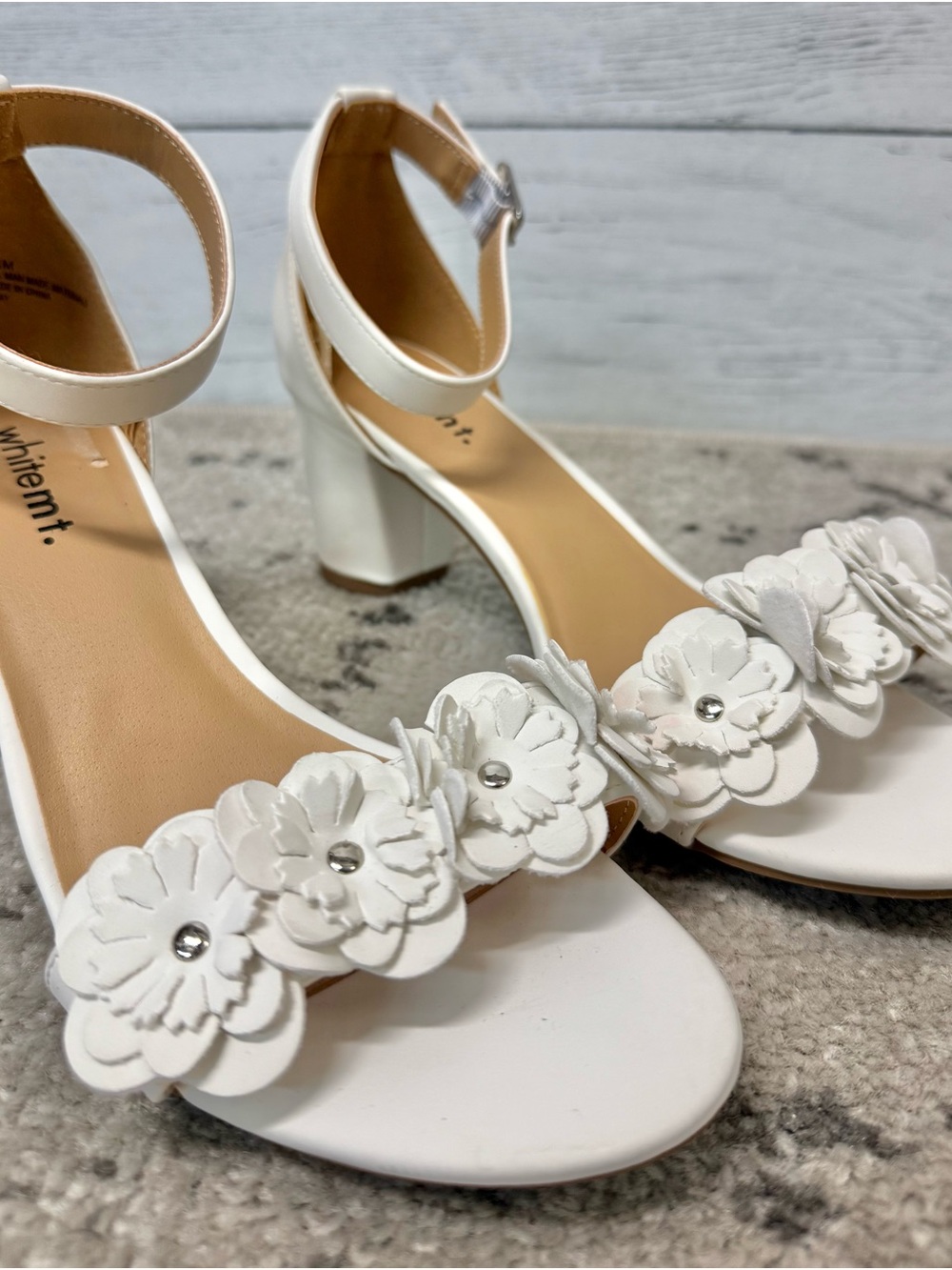 White Mountain Floral Ankle-Strap Block Heel Sandals